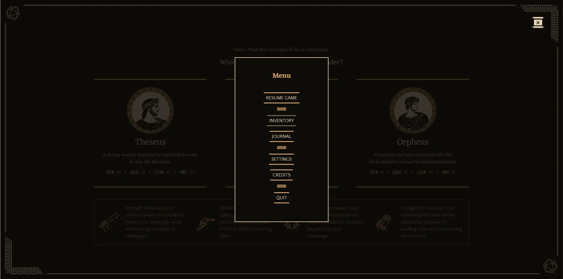 The menu